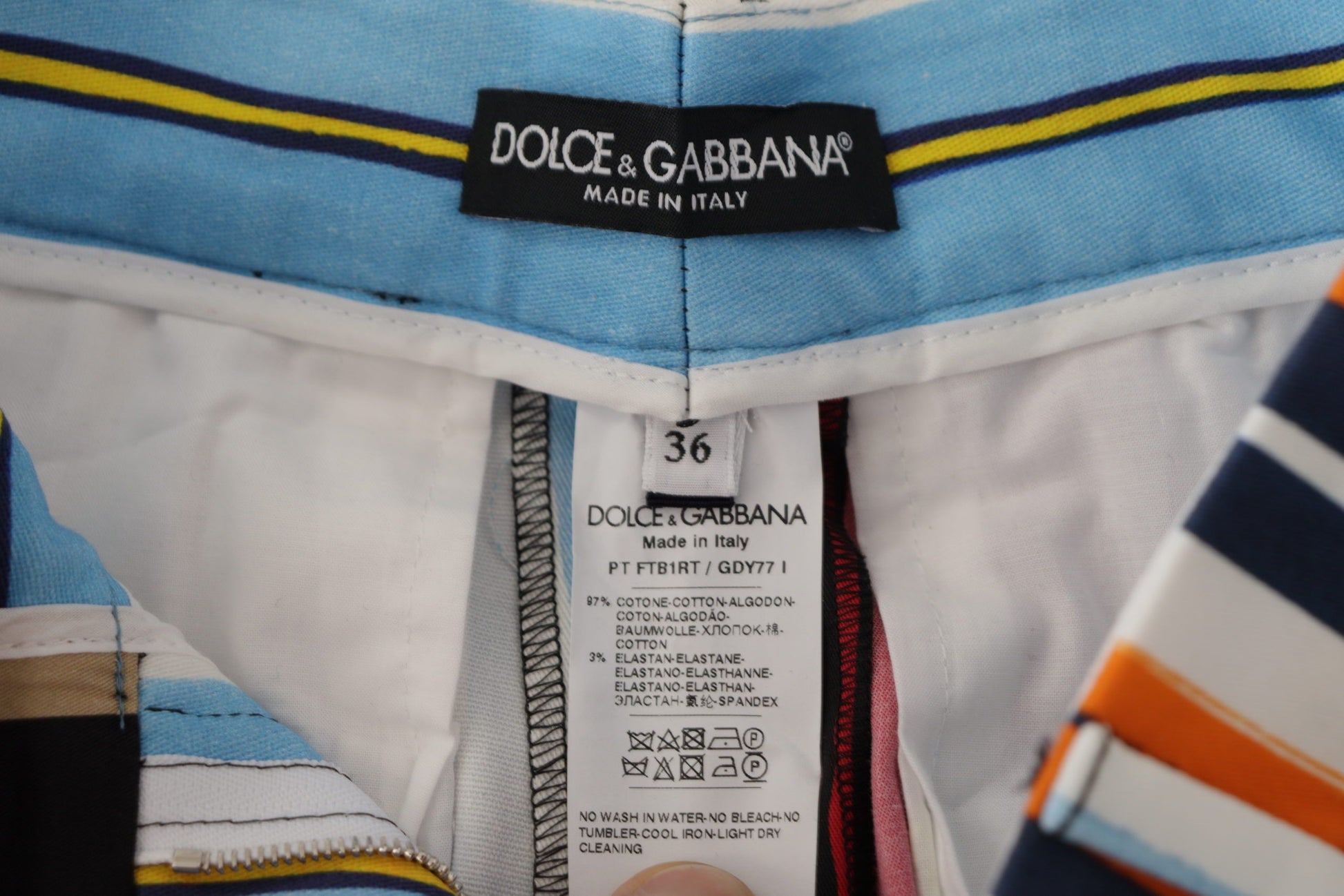 Dolce & Gabbana Multicolor Striped High Waist Cotton Pants - Whispers Of Wisdom Clothing