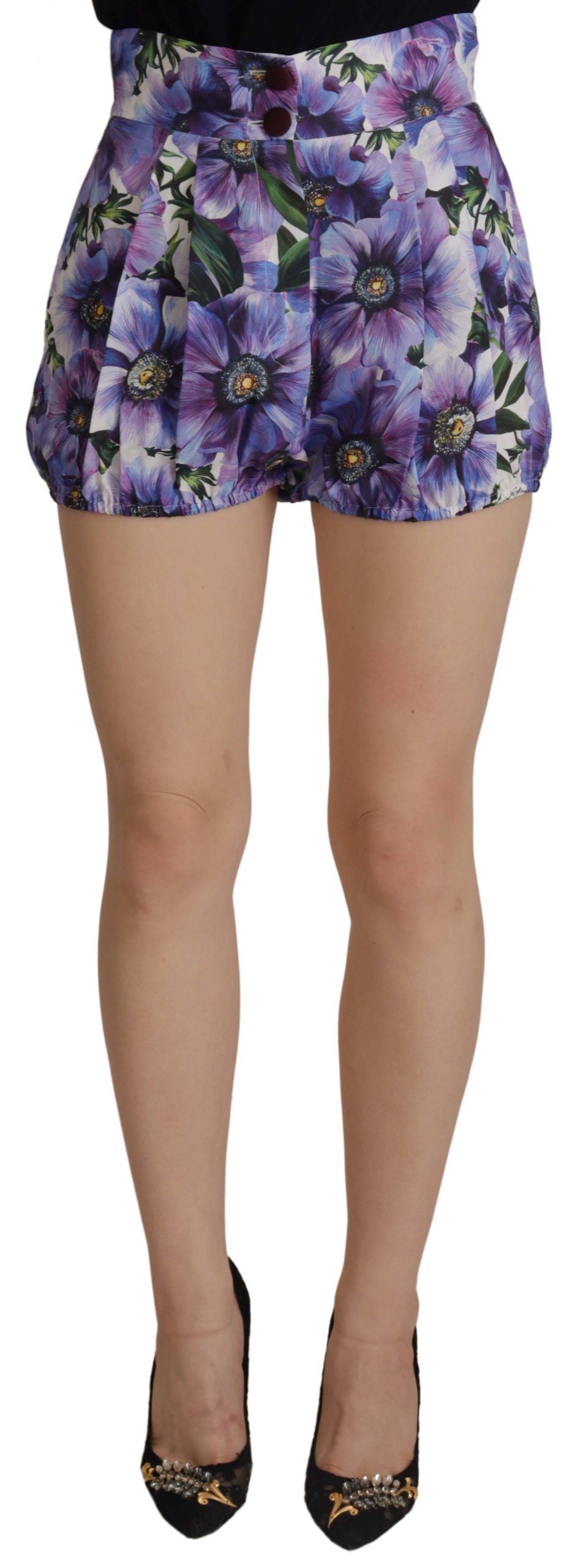 Dolce & Gabbana Purple Anemone High Waist Hot Pants Shorts - Whispers Of Wisdom Clothing