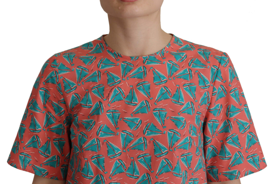 Dolce & Gabbana Pink Sail Boat Print Cotton T-shirt - Whispers Of Wisdom Clothing