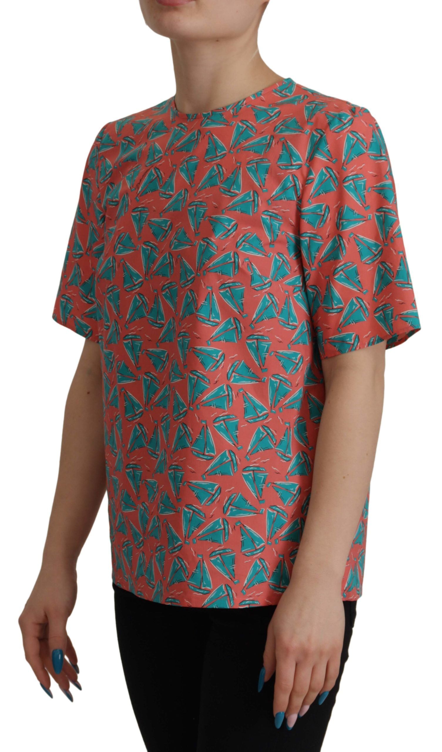 Dolce & Gabbana Pink Sail Boat Print Cotton T-shirt - Whispers Of Wisdom Clothing