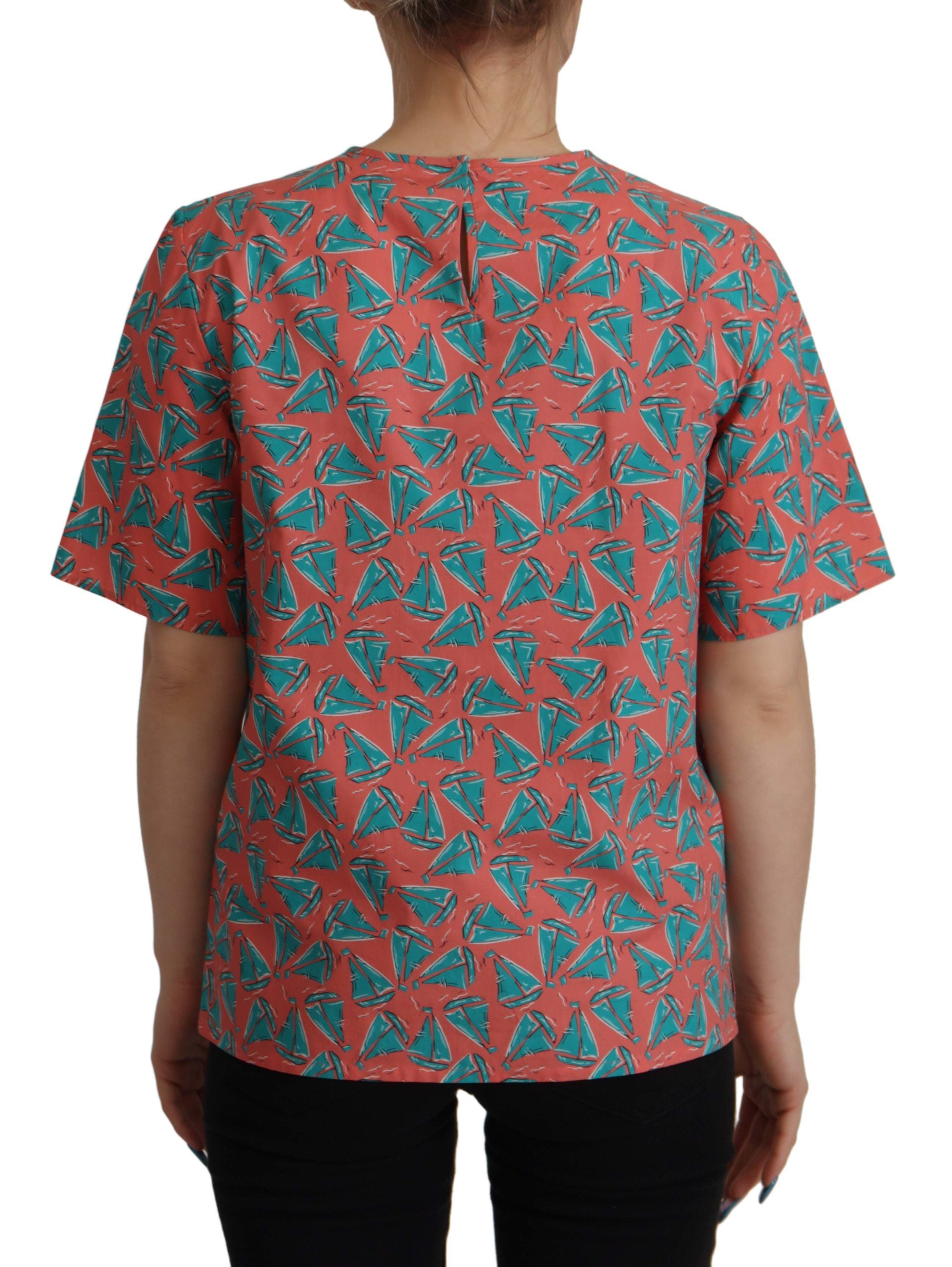 Dolce & Gabbana Pink Sail Boat Print Cotton T-shirt - Whispers Of Wisdom Clothing