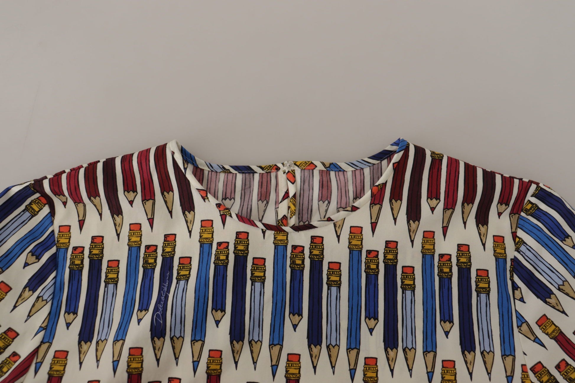 Dolce & Gabbana White Pencil Print Cotton T-shirt Blouse - Whispers Of Wisdom Clothing