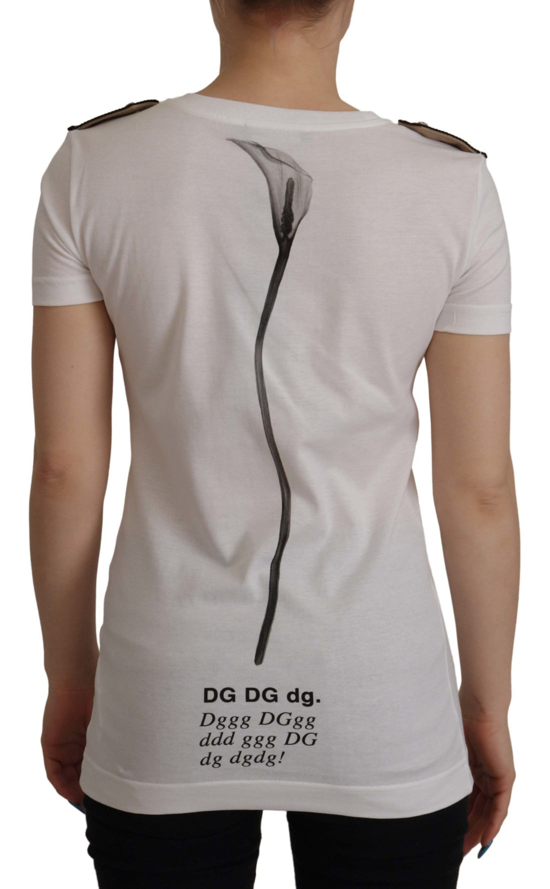 Dolce & Gabbana White Black Roses Crewneck Cotton  T-shirt - Whispers Of Wisdom Clothing
