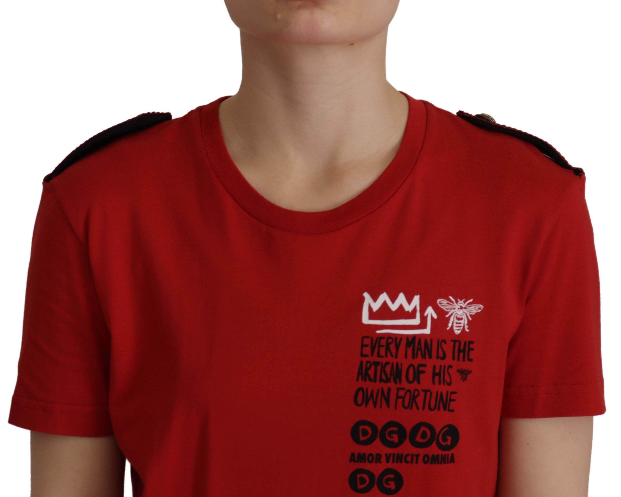 Dolce & Gabbana Red Amor Vincit Omnia Crewneck T-shirt - Whispers Of Wisdom Clothing