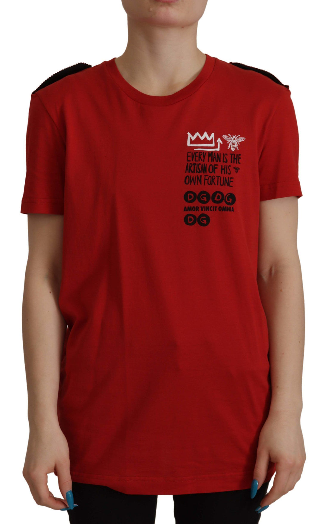Dolce & Gabbana Red Amor Vincit Omnia Crewneck T-shirt - Whispers Of Wisdom Clothing