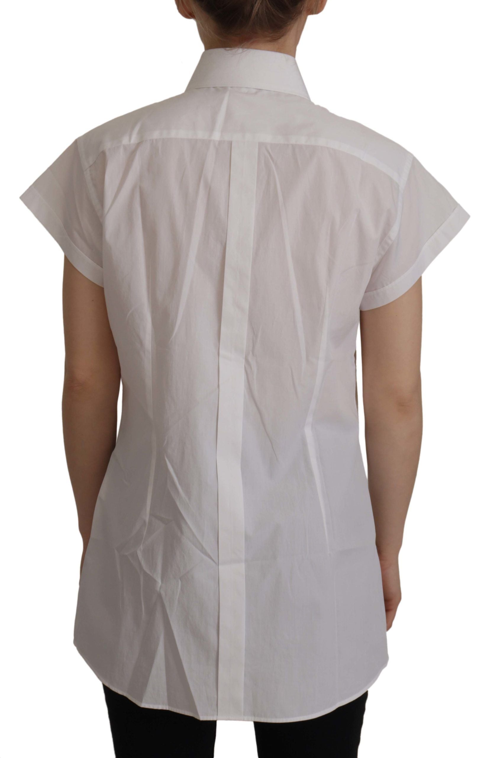 Dolce & Gabbana White Sleeveless Tuxedo Formal Blouse Top - Whispers Of Wisdom Clothing