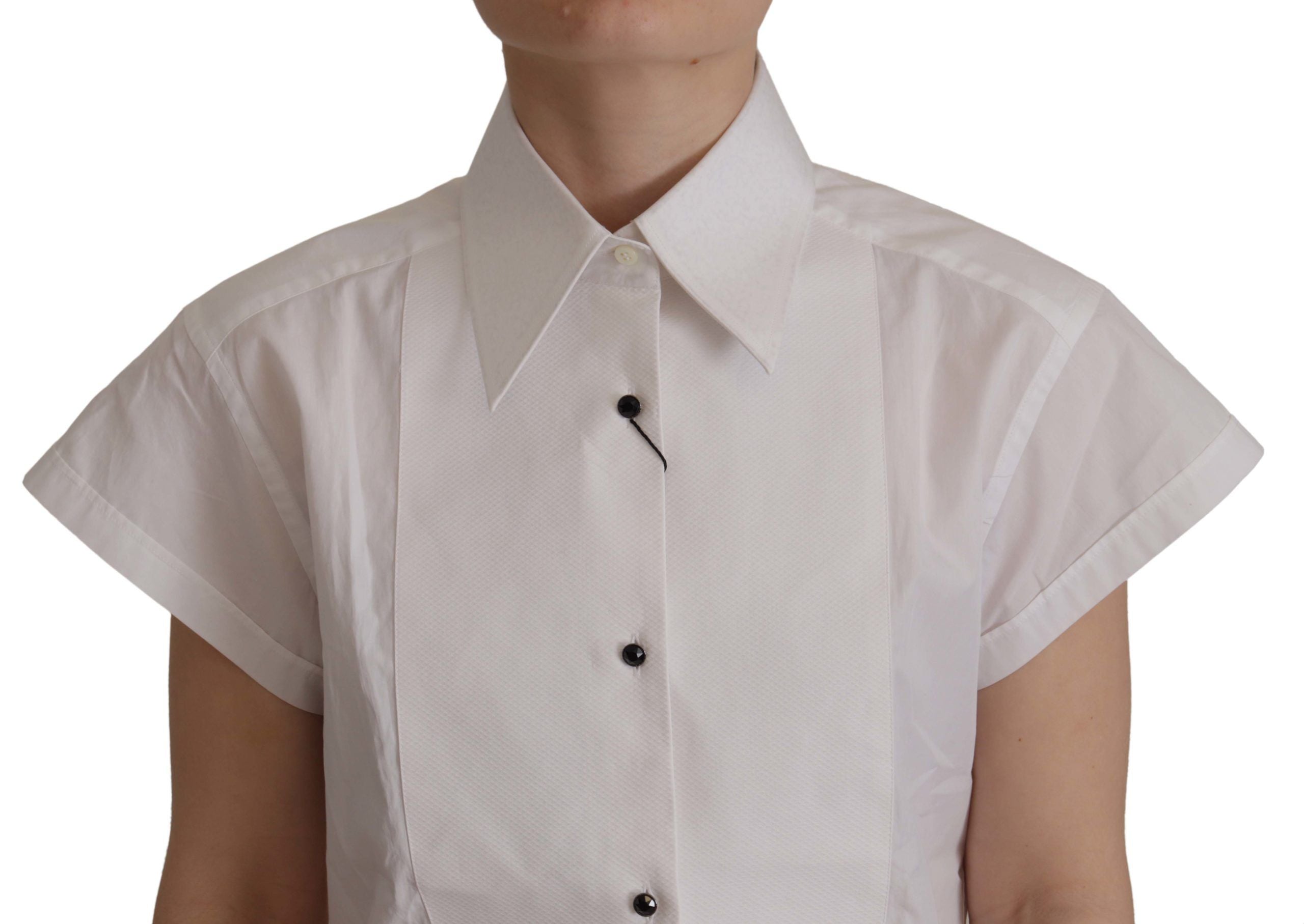 Dolce & Gabbana White Sleeveless Tuxedo Formal Blouse Top - Whispers Of Wisdom Clothing