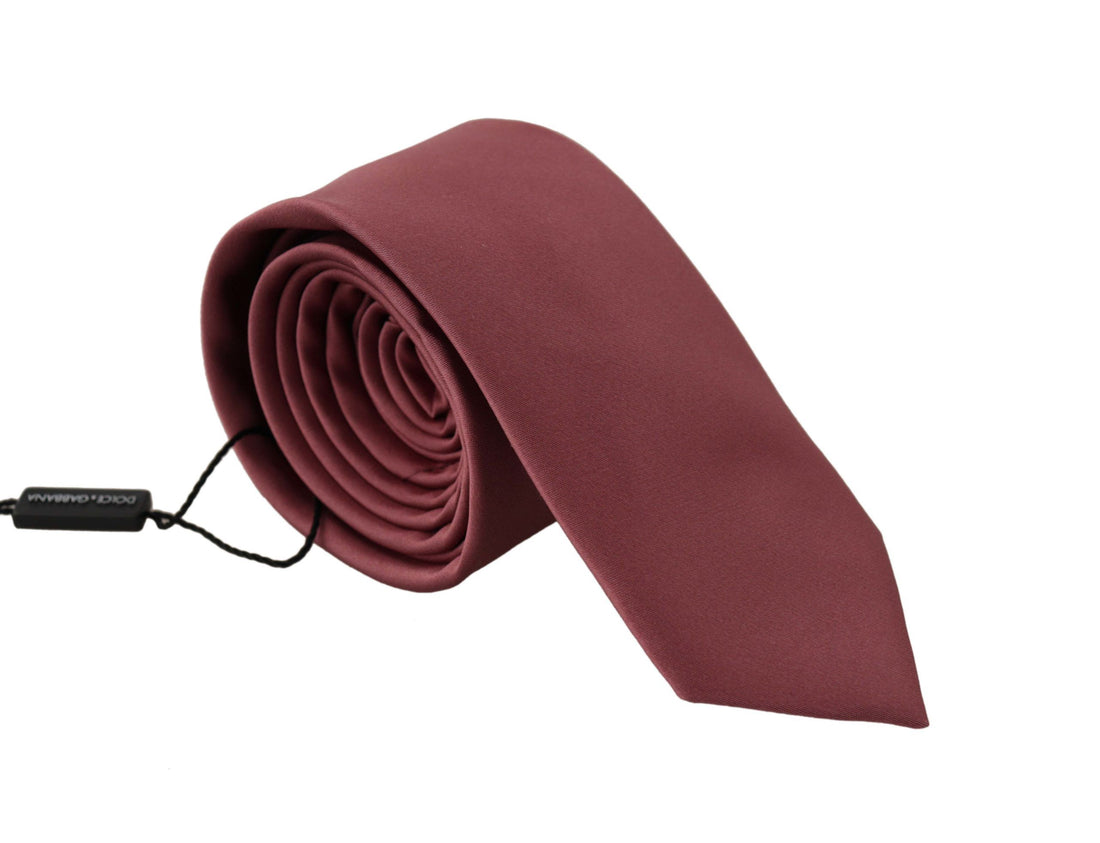 Dolce & Gabbana Pink Solid Print Silk Adjustable Necktie Accessory Tie - Whispers Of Wisdom Clothing
