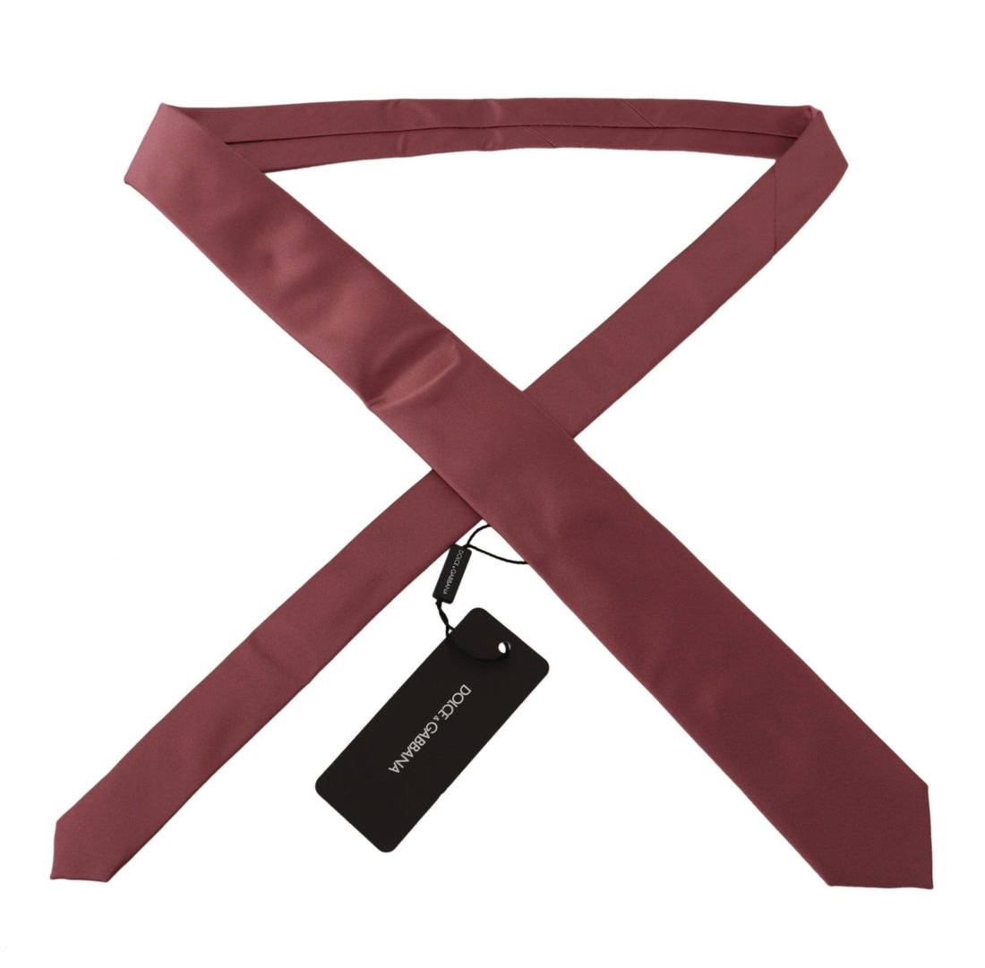Dolce & Gabbana Pink Solid Print Silk Adjustable Necktie Accessory Tie - Whispers Of Wisdom Clothing