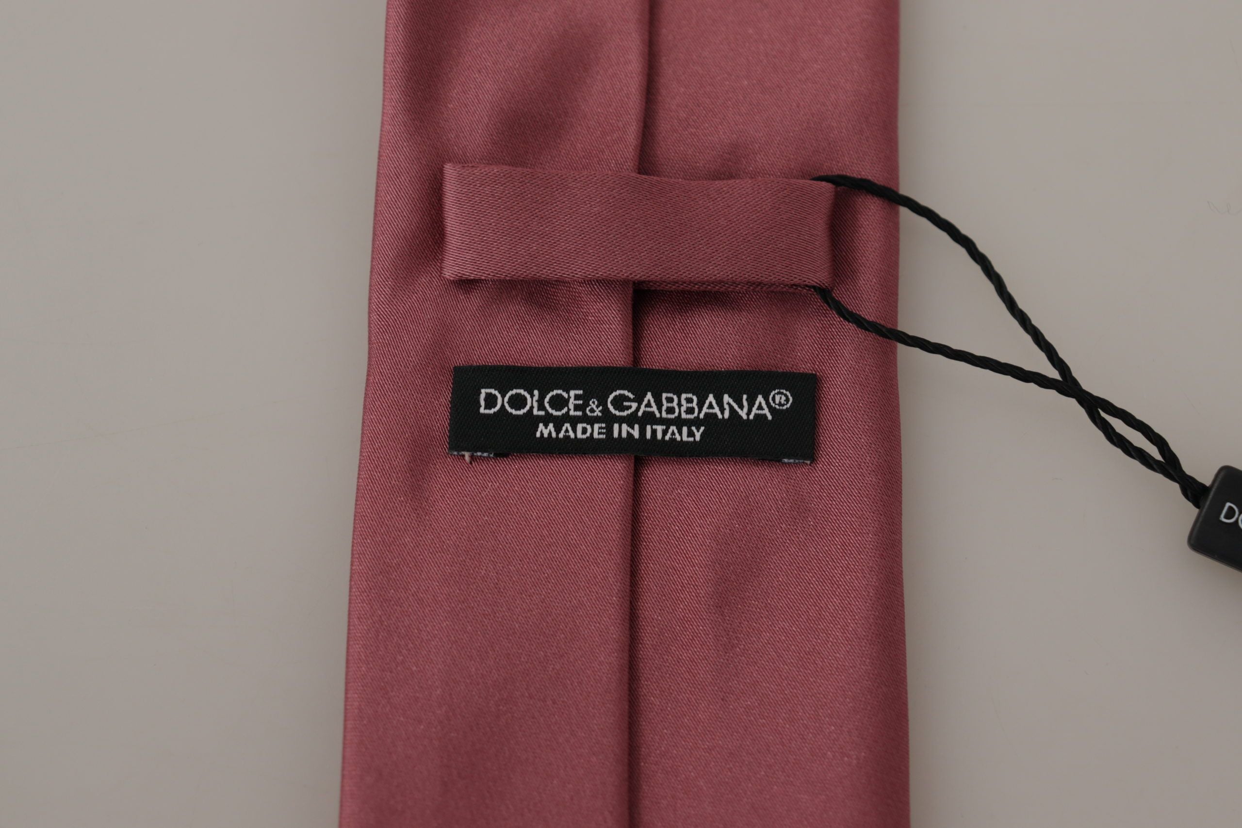 Dolce & Gabbana Pink Solid Print Silk Adjustable Necktie Accessory Tie - Whispers Of Wisdom Clothing