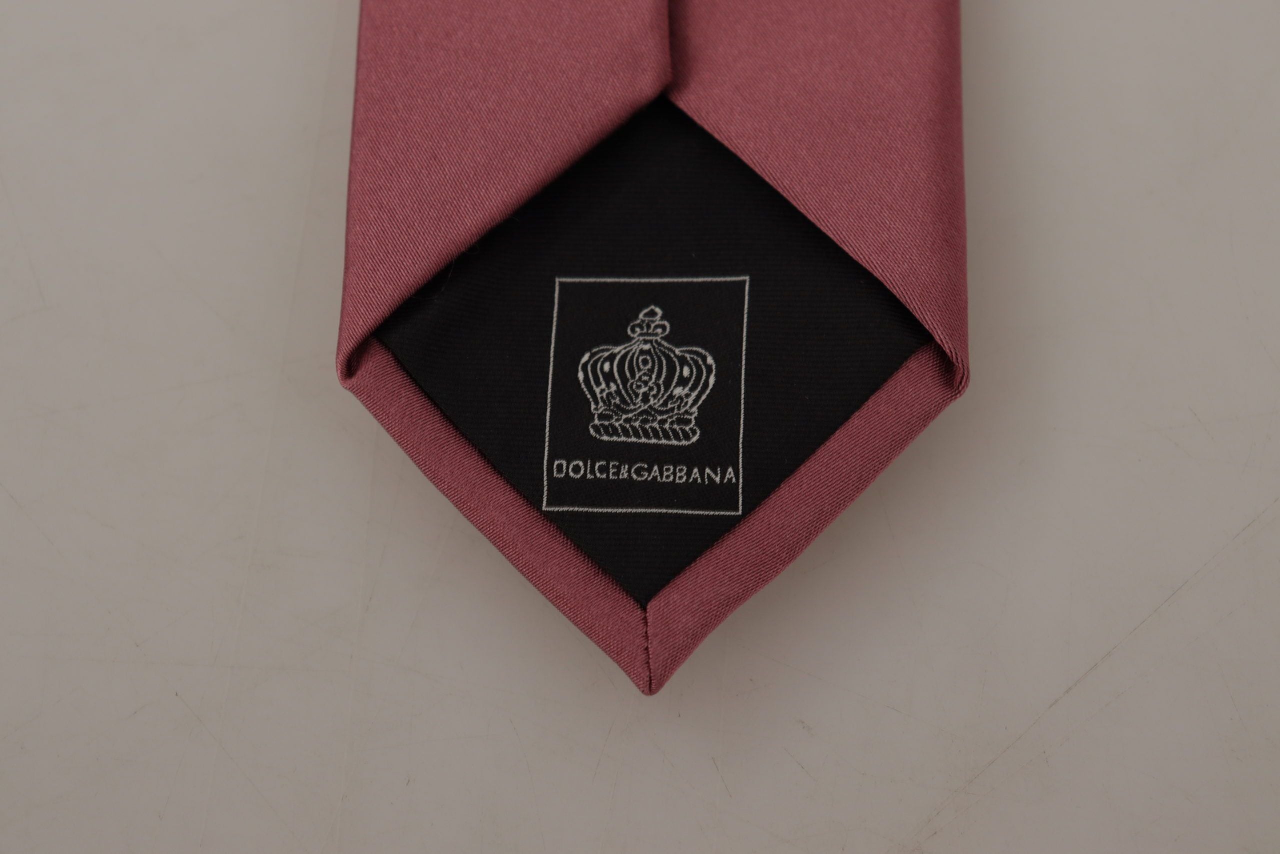 Dolce & Gabbana Pink Solid Print Silk Adjustable Necktie Accessory Tie - Whispers Of Wisdom Clothing