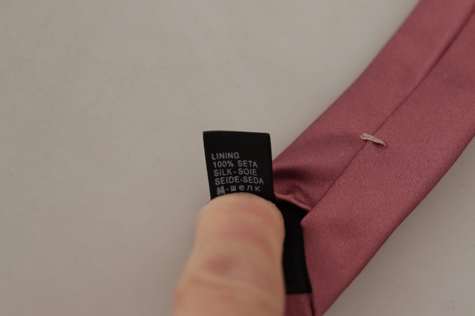 Dolce & Gabbana Pink Solid Print Silk Adjustable Necktie Accessory Tie - Whispers Of Wisdom Clothing