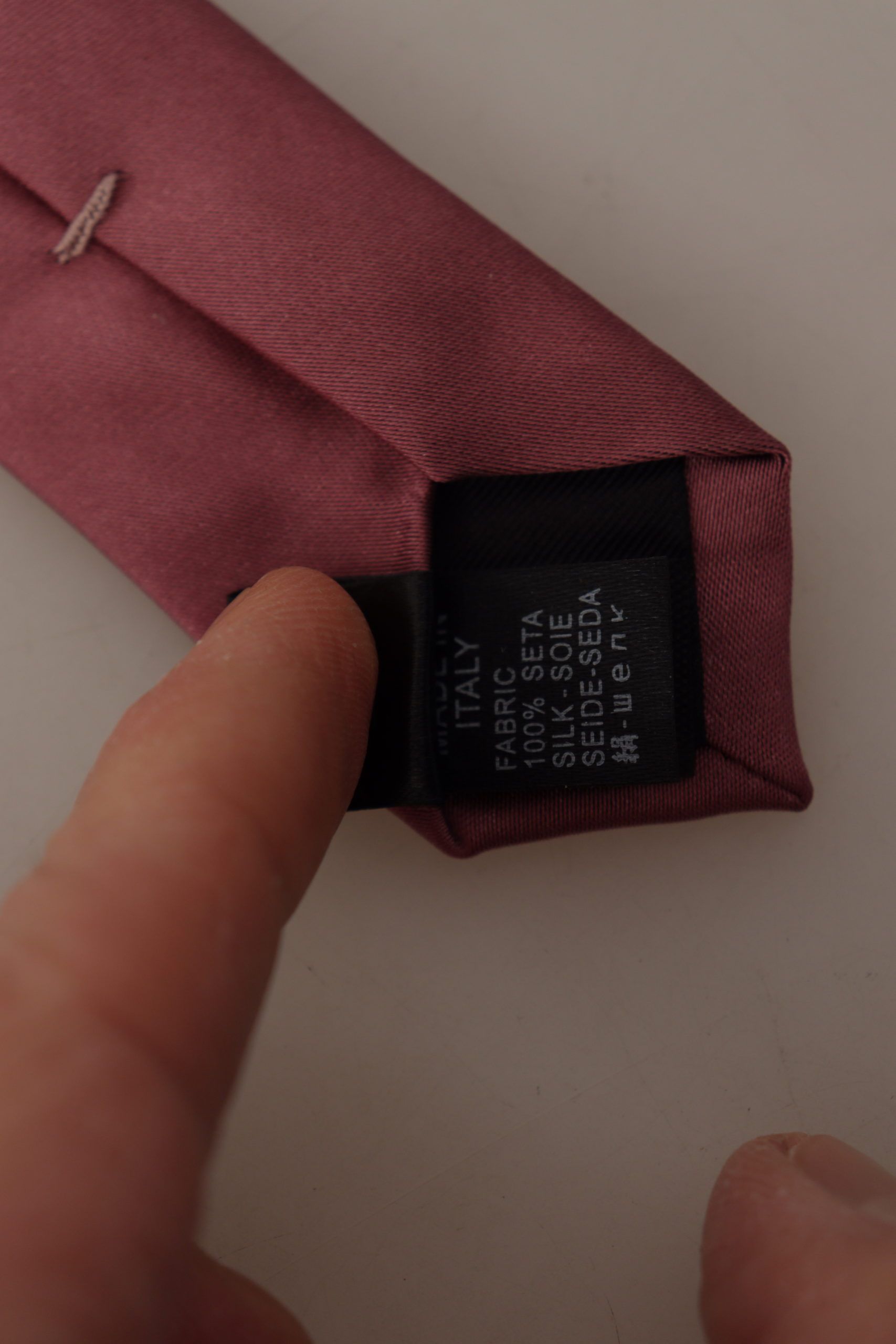 Dolce & Gabbana Pink Solid Print Silk Adjustable Necktie Accessory Tie - Whispers Of Wisdom Clothing