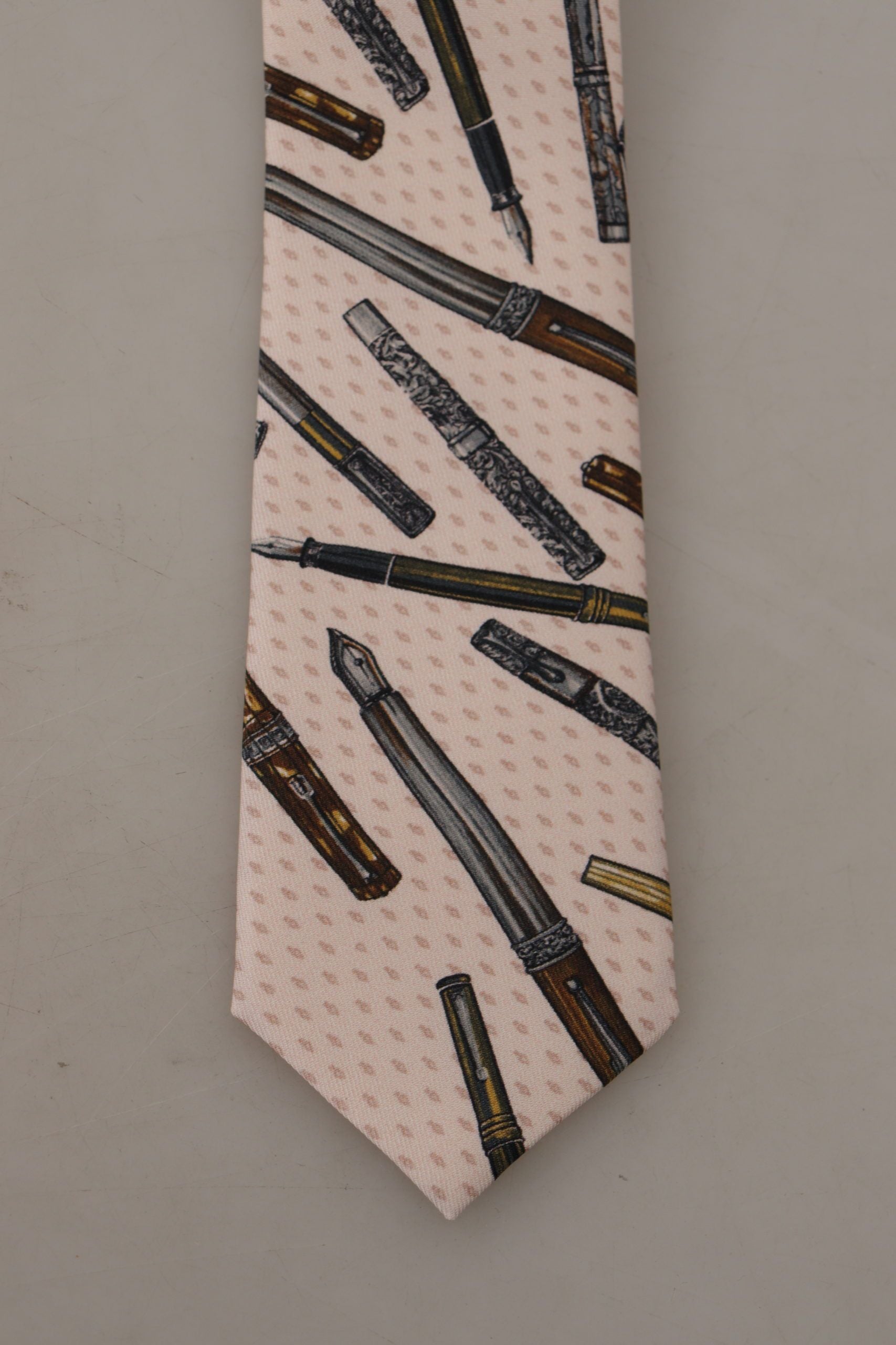 Dolce & Gabbana Pink Pen Dots Print 100% Silk Adjustable Neck Accessory Tie - Whispers Of Wisdom Clothing