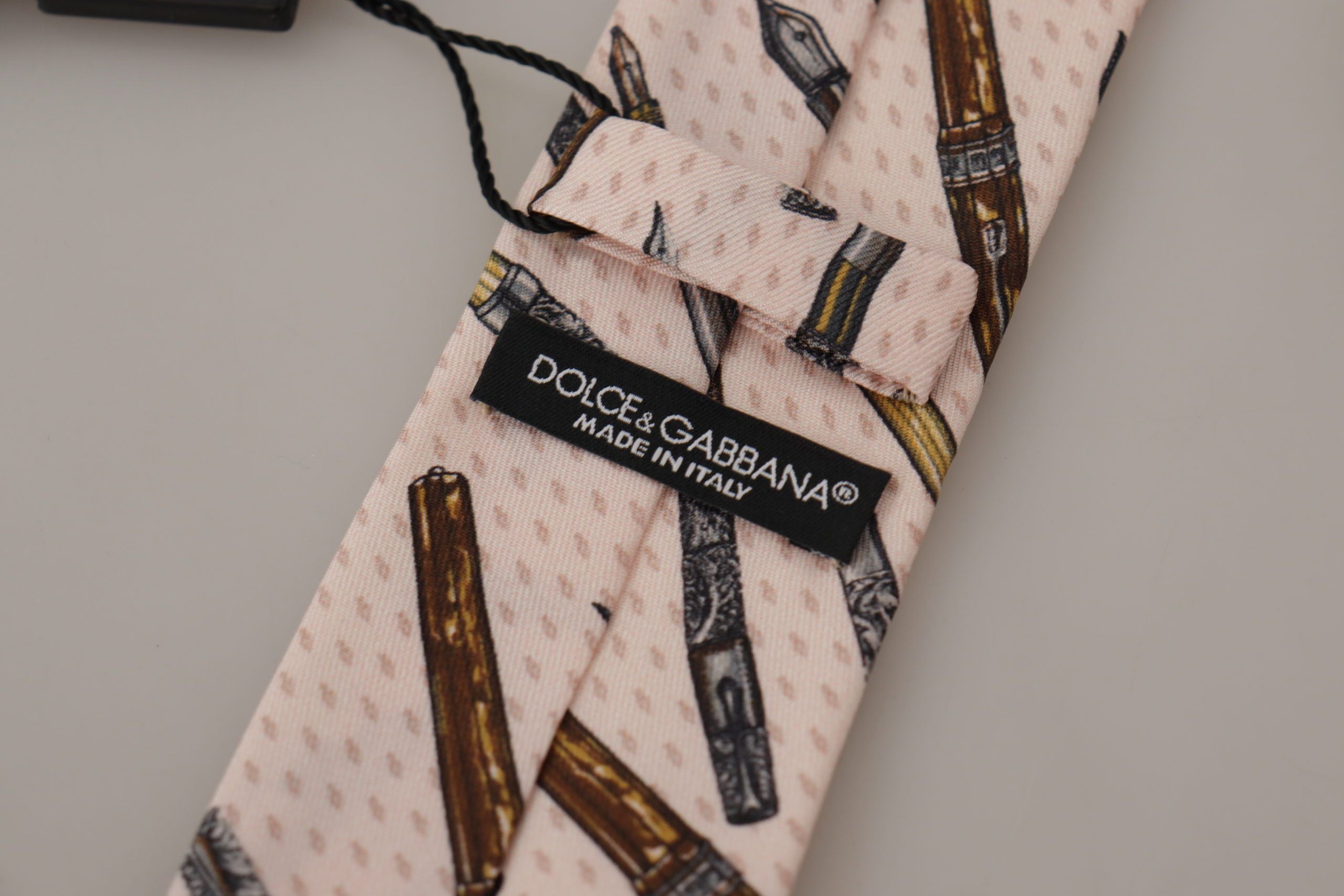 Dolce & Gabbana Pink Pen Dots Print 100% Silk Adjustable Neck Accessory Tie - Whispers Of Wisdom Clothing