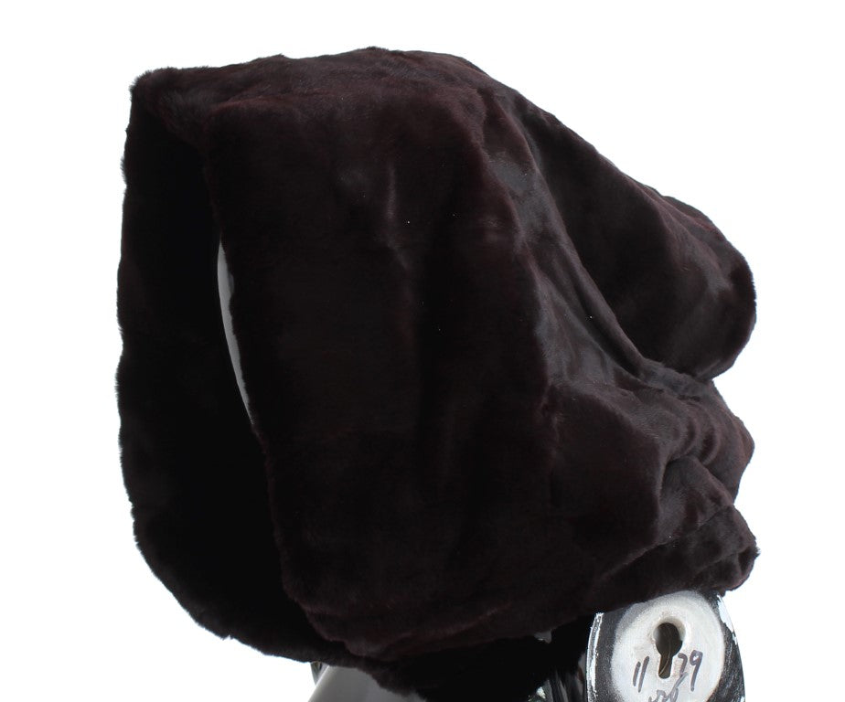 Dolce & Gabbana Purple Weasel Fur Crochet Hood Scarf Hat - Whispers Of Wisdom Clothing