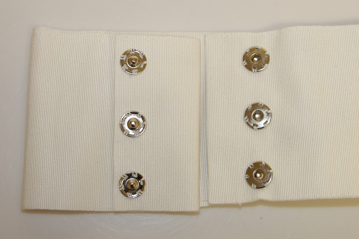 Dolce & Gabbana White Crystal Brass Wide Waist Runway Belt - Whispers Of Wisdom Clothing