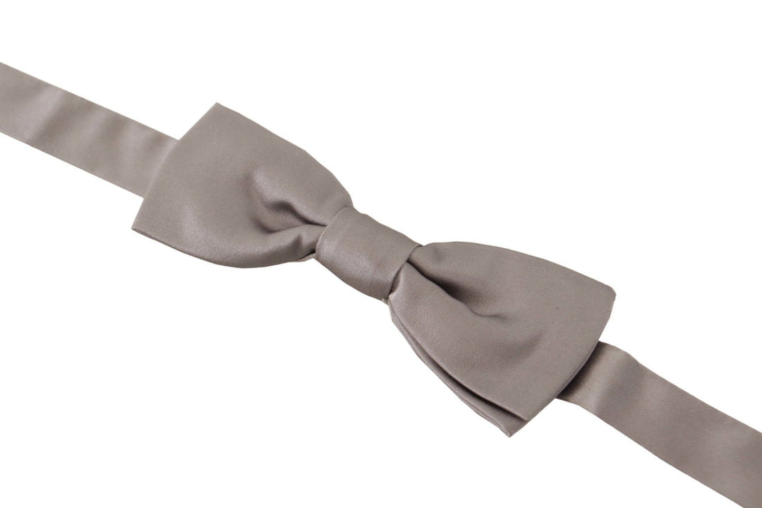Dolce & Gabbana Silver 100% Silk Slim Adjustable Neck Papillon Tie - Whispers Of Wisdom Clothing