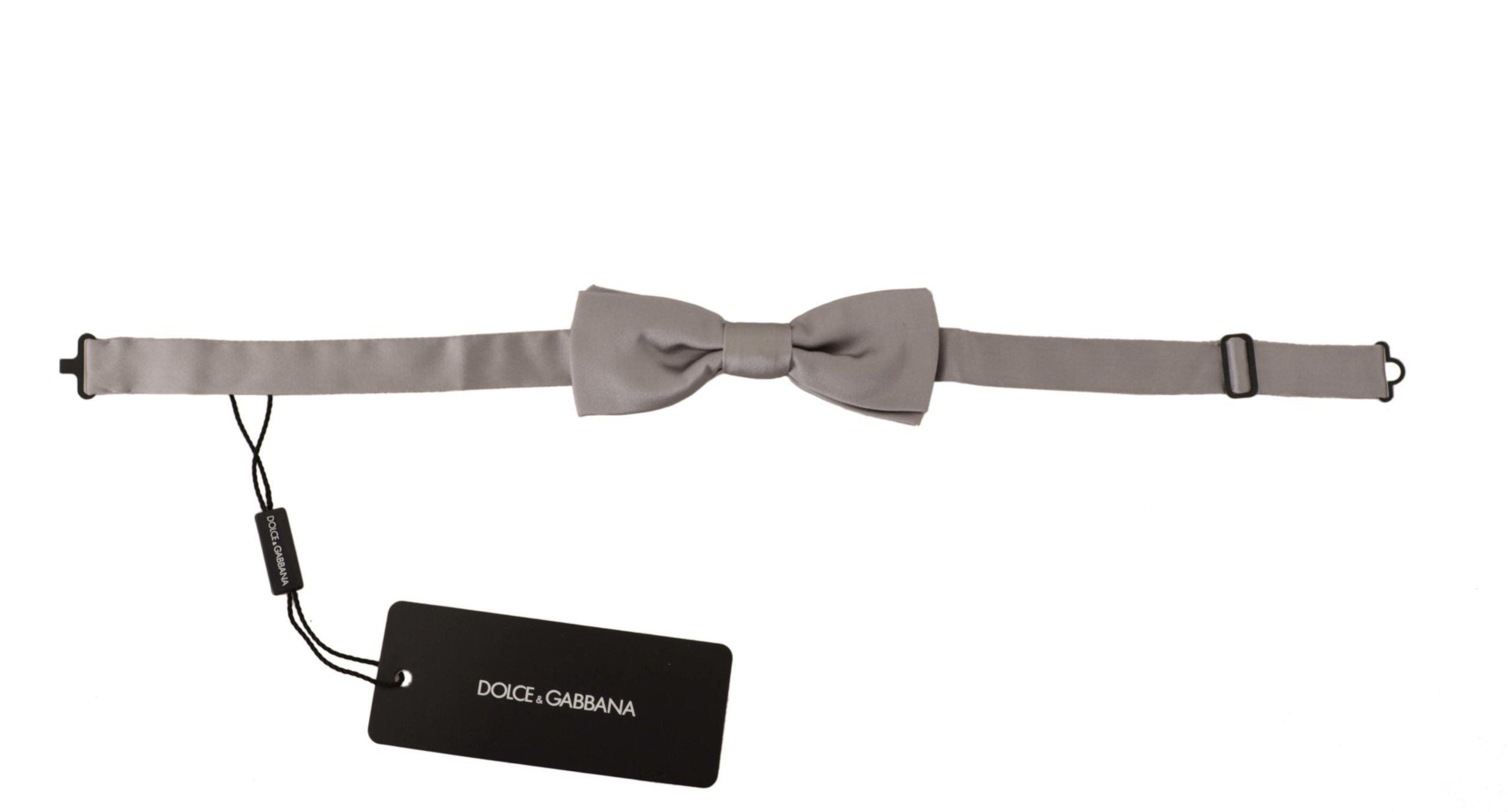 Dolce & Gabbana Silver 100% Silk Slim Adjustable Neck Papillon Tie - Whispers Of Wisdom Clothing