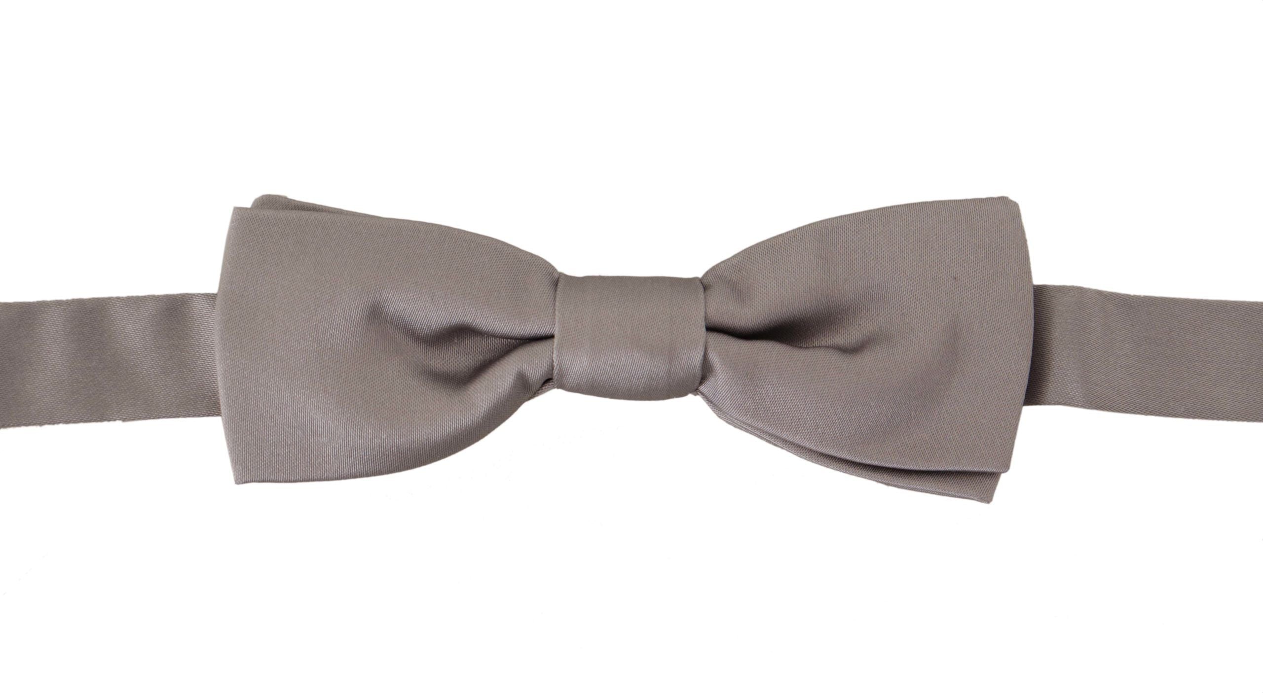 Dolce & Gabbana Silver 100% Silk Slim Adjustable Neck Papillon Tie - Whispers Of Wisdom Clothing