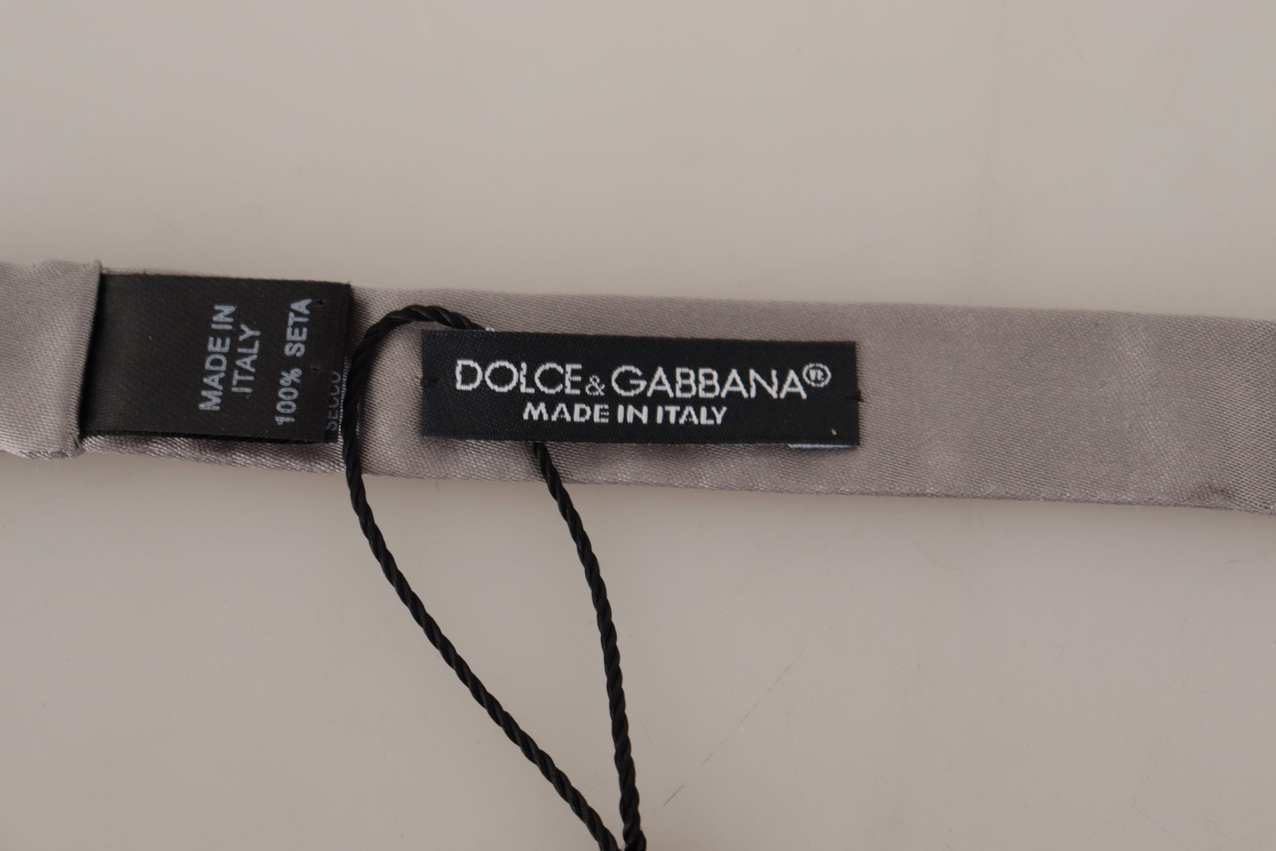 Dolce & Gabbana Silver 100% Silk Slim Adjustable Neck Papillon Tie - Whispers Of Wisdom Clothing