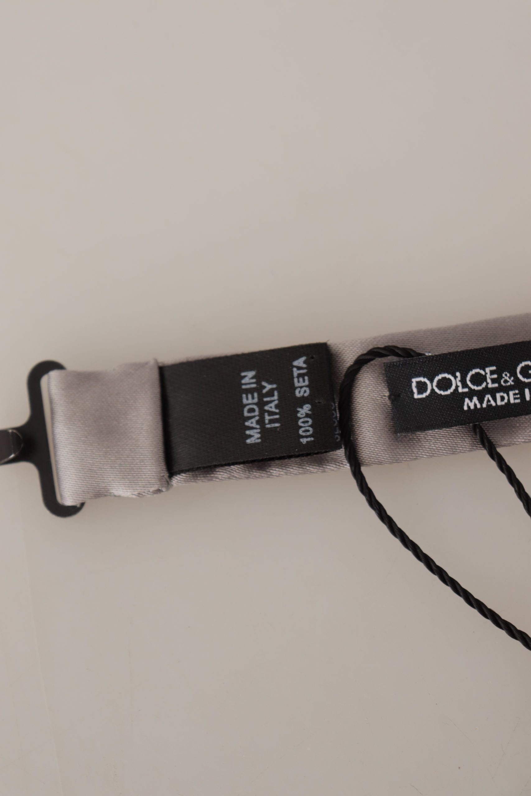 Dolce & Gabbana Silver 100% Silk Slim Adjustable Neck Papillon Tie - Whispers Of Wisdom Clothing