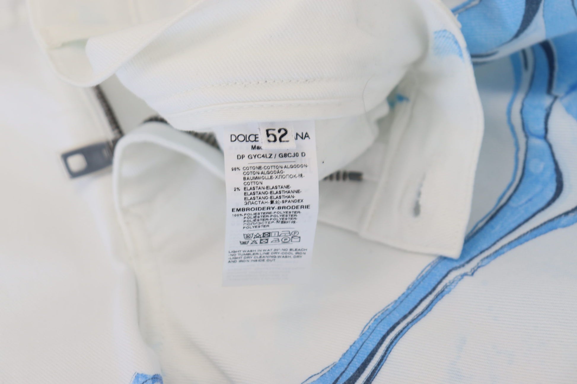 Dolce & Gabbana White Blue Denim Cotton Jeans Stretch Skinny Fit Pant - Whispers Of Wisdom Clothing