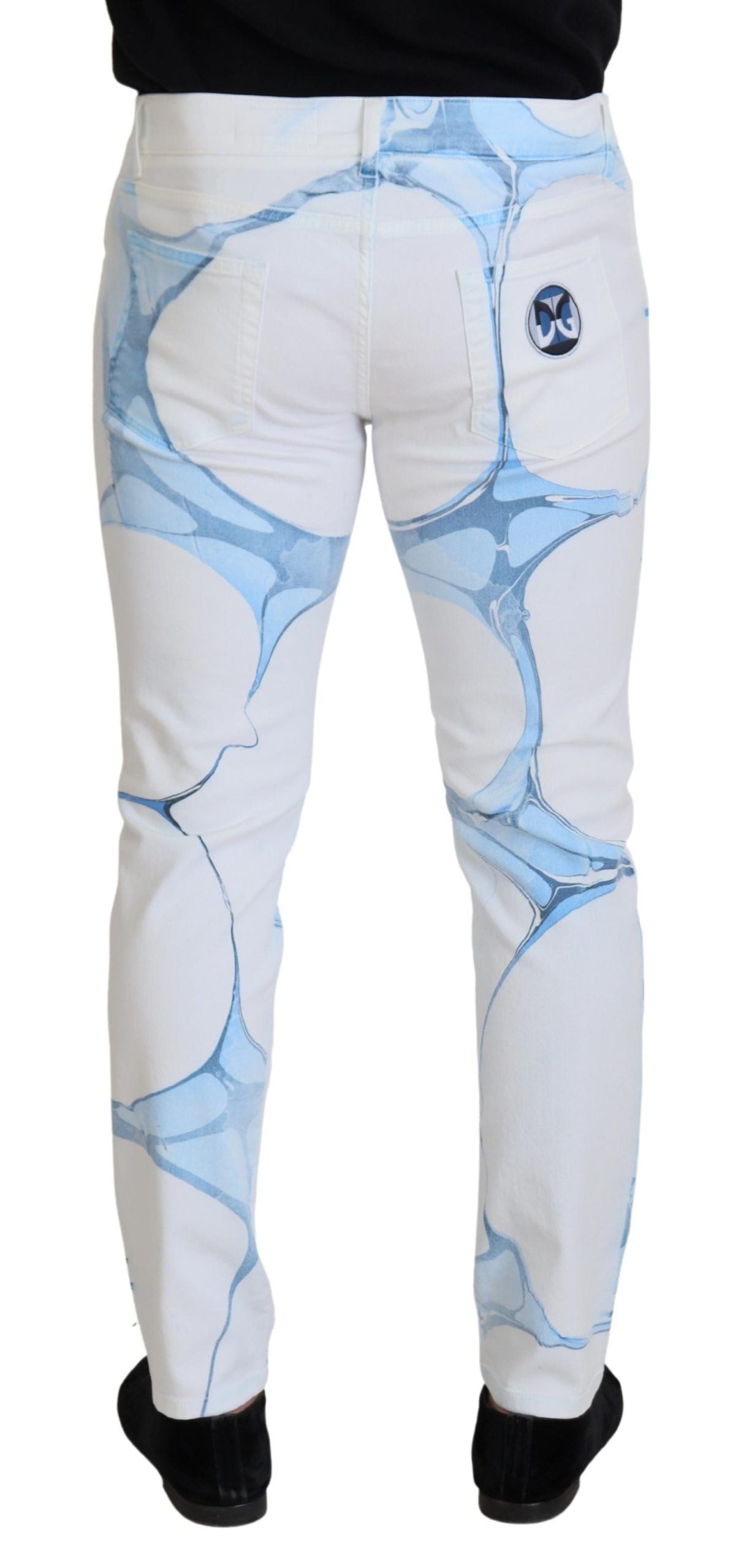 Dolce & Gabbana White Blue Denim Cotton Jeans Stretch Skinny Fit Pant - Whispers Of Wisdom Clothing