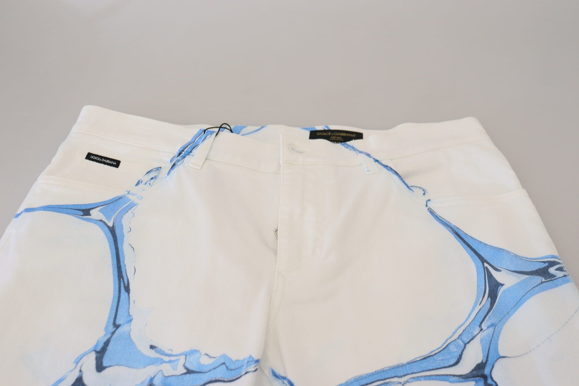 Dolce & Gabbana White Blue Denim Cotton Jeans Stretch Skinny Fit Pant - Whispers Of Wisdom Clothing