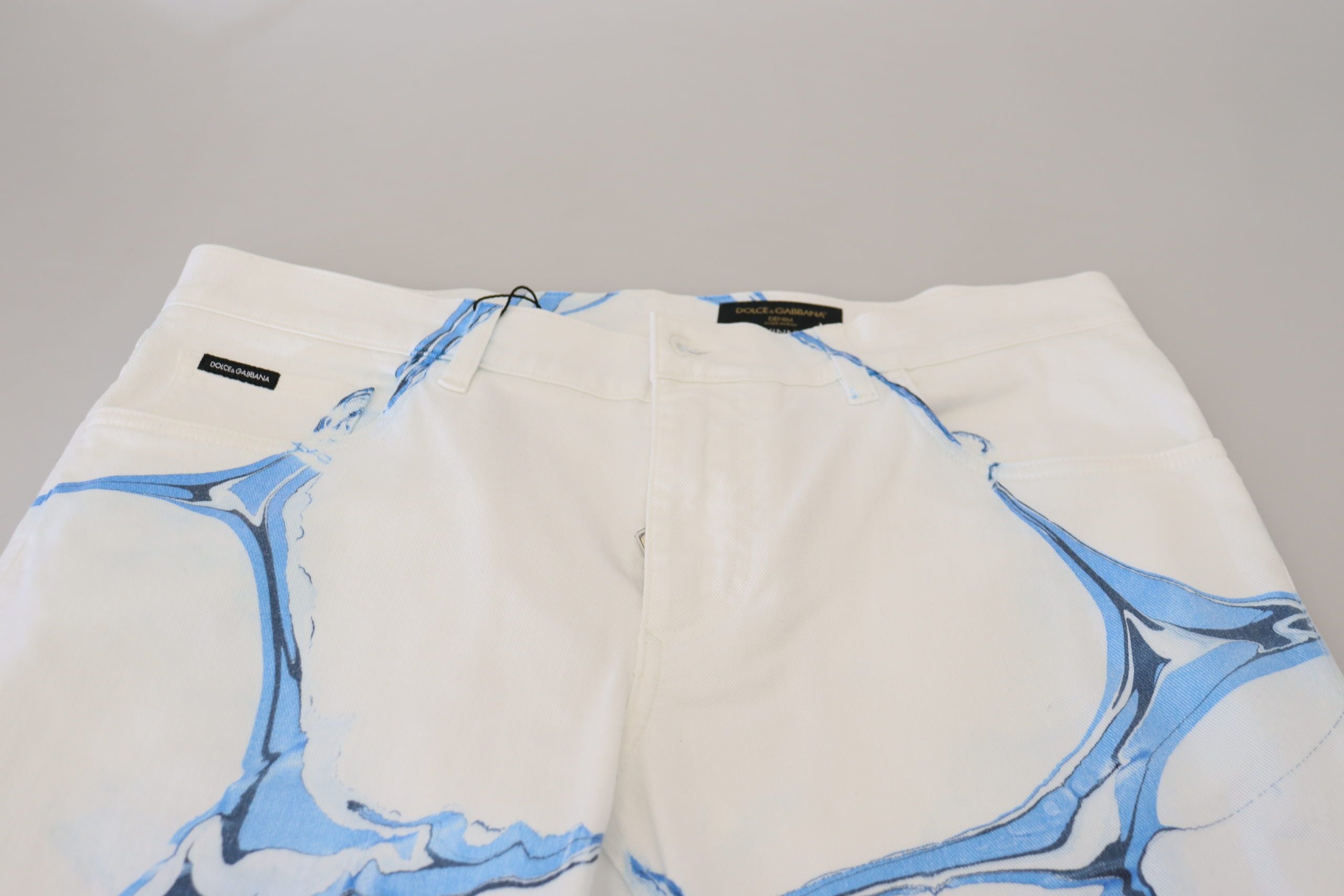 Dolce & Gabbana White Blue Denim Cotton Jeans Stretch Skinny Fit Pant - Whispers Of Wisdom Clothing
