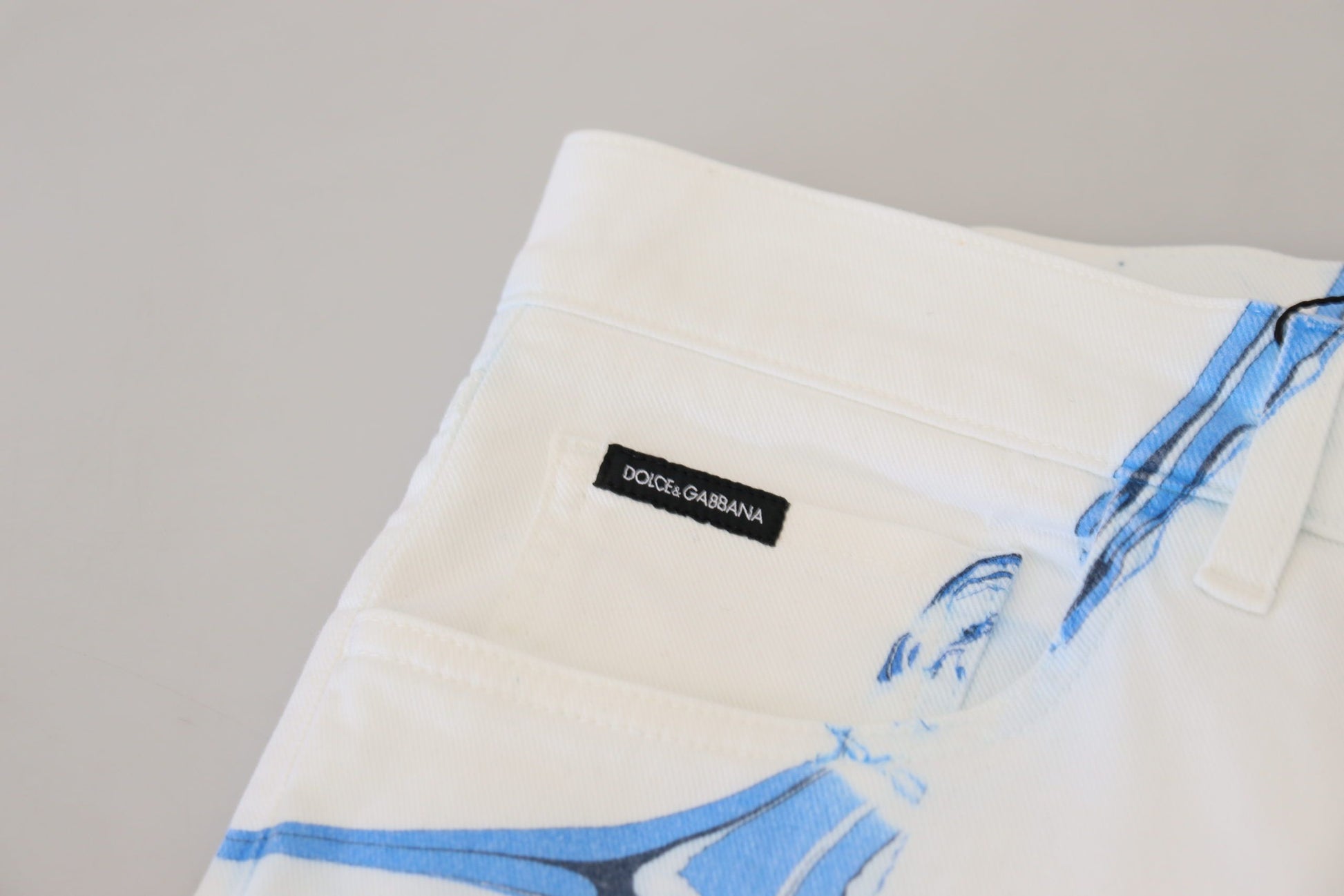 Dolce & Gabbana White Blue Denim Cotton Jeans Stretch Skinny Fit Pant - Whispers Of Wisdom Clothing