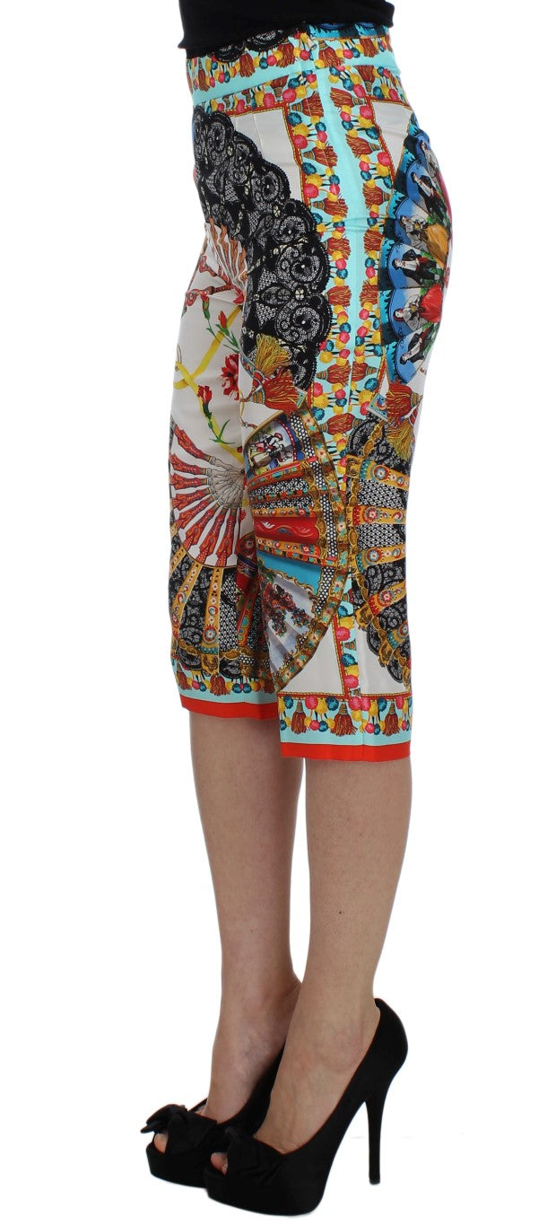Dolce & Gabbana Multicolor Majolica Sicily Silk Pants - Whispers Of Wisdom Clothing