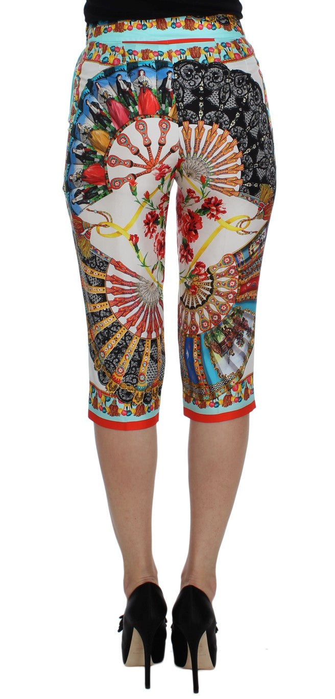 Dolce & Gabbana Multicolor Majolica Sicily Silk Pants - Whispers Of Wisdom Clothing