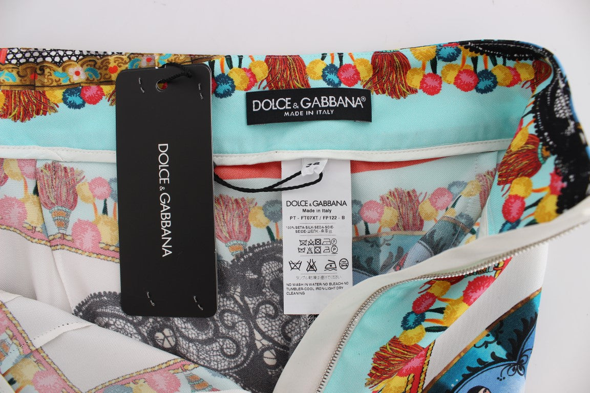 Dolce & Gabbana Multicolor Majolica Sicily Silk Pants - Whispers Of Wisdom Clothing