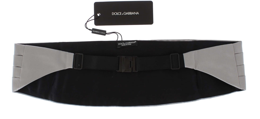 Dolce & Gabbana Silver Wide Belt Silk Cummerbund - Whispers Of Wisdom Clothing