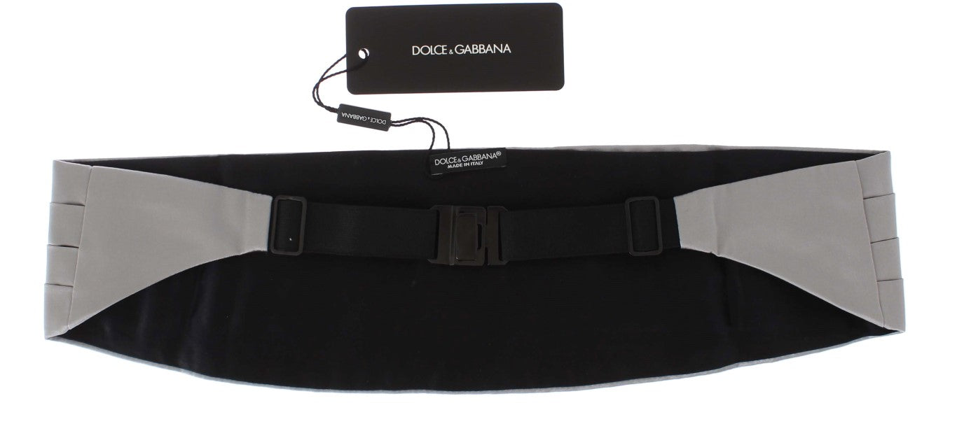 Dolce & Gabbana Silver Wide Belt Silk Cummerbund - Whispers Of Wisdom Clothing