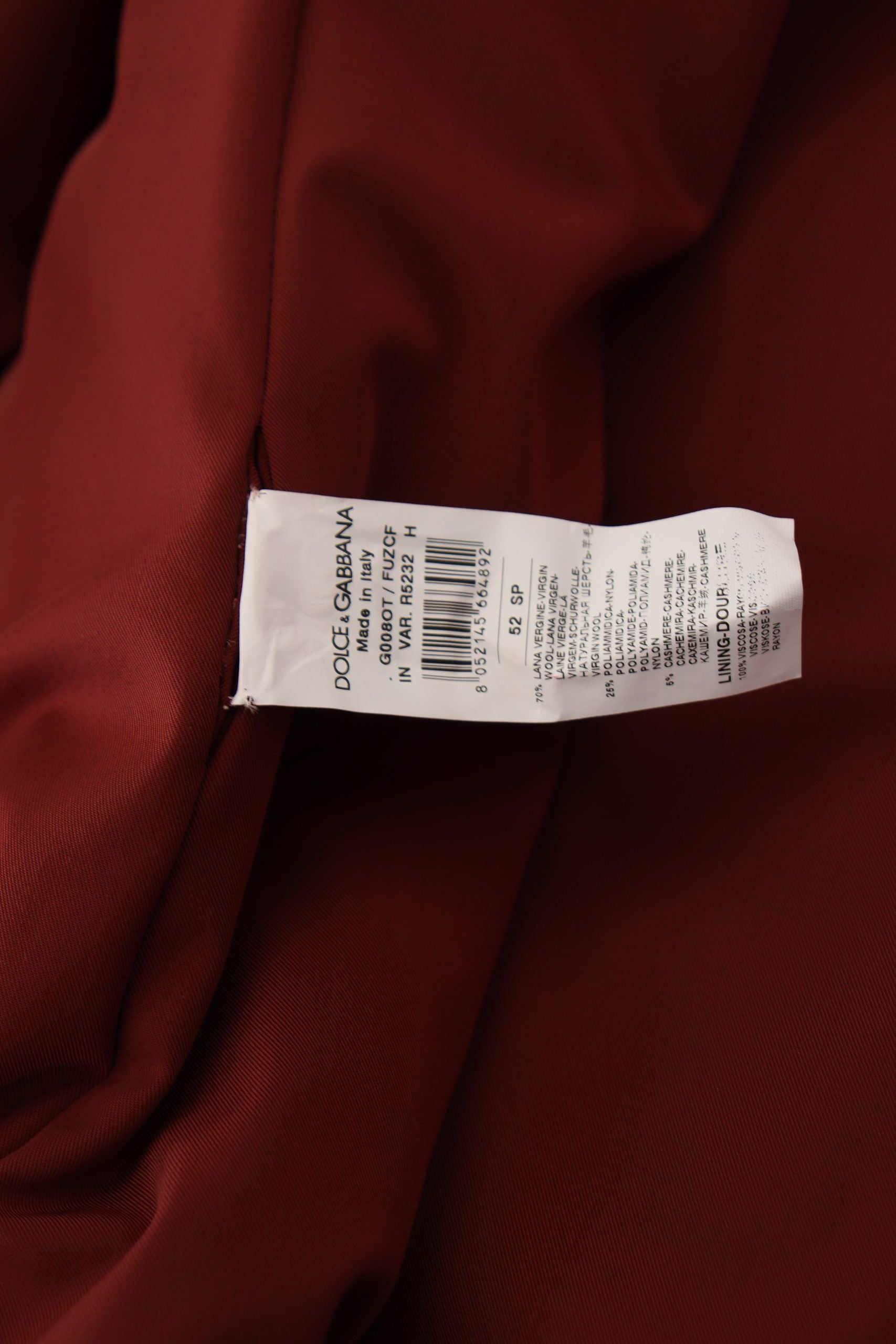 Dolce & Gabbana Red Wool Double Breasted Coat Jacket - Whispers Of Wisdom Clothing