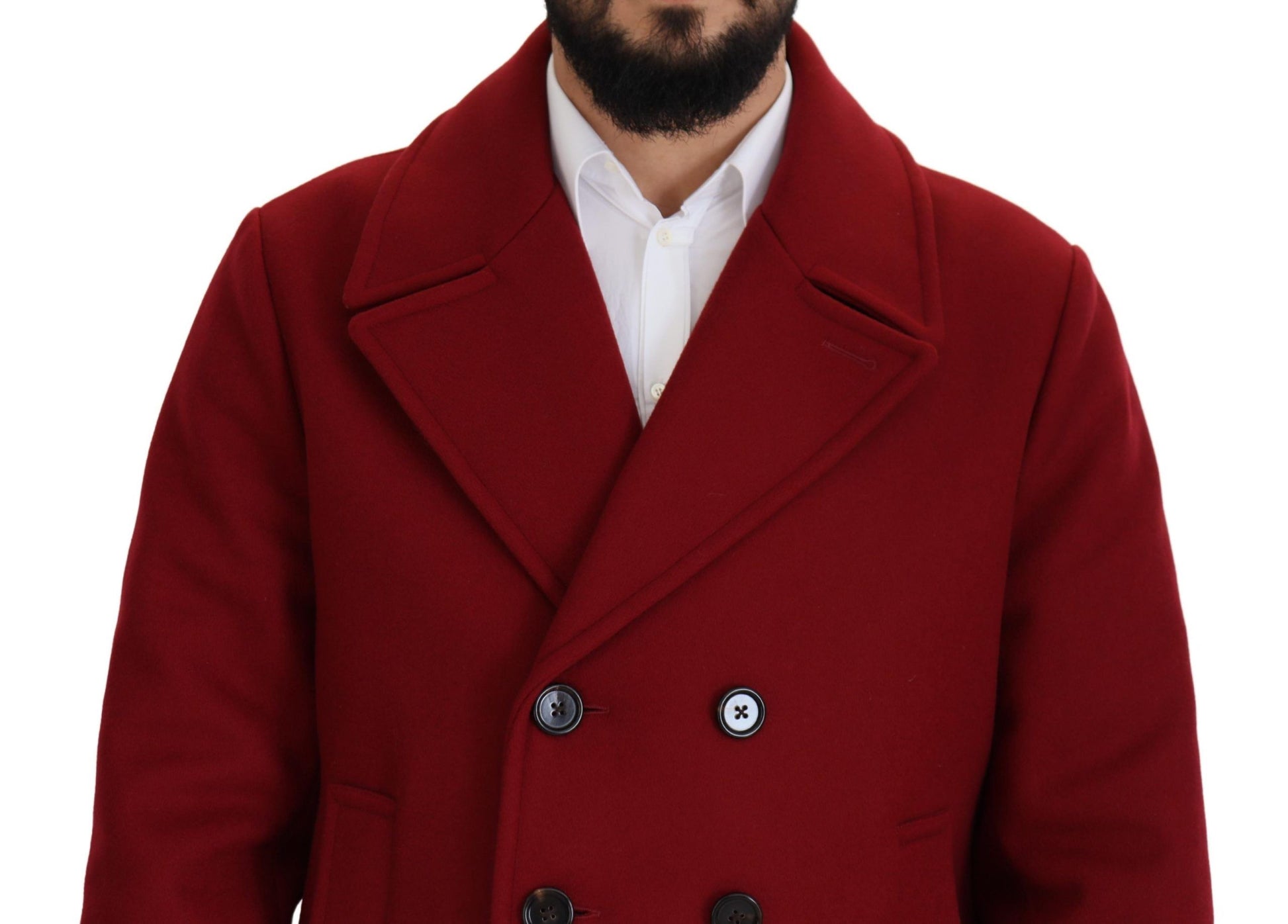 Dolce & Gabbana Red Wool Double Breasted Coat Jacket - Whispers Of Wisdom Clothing