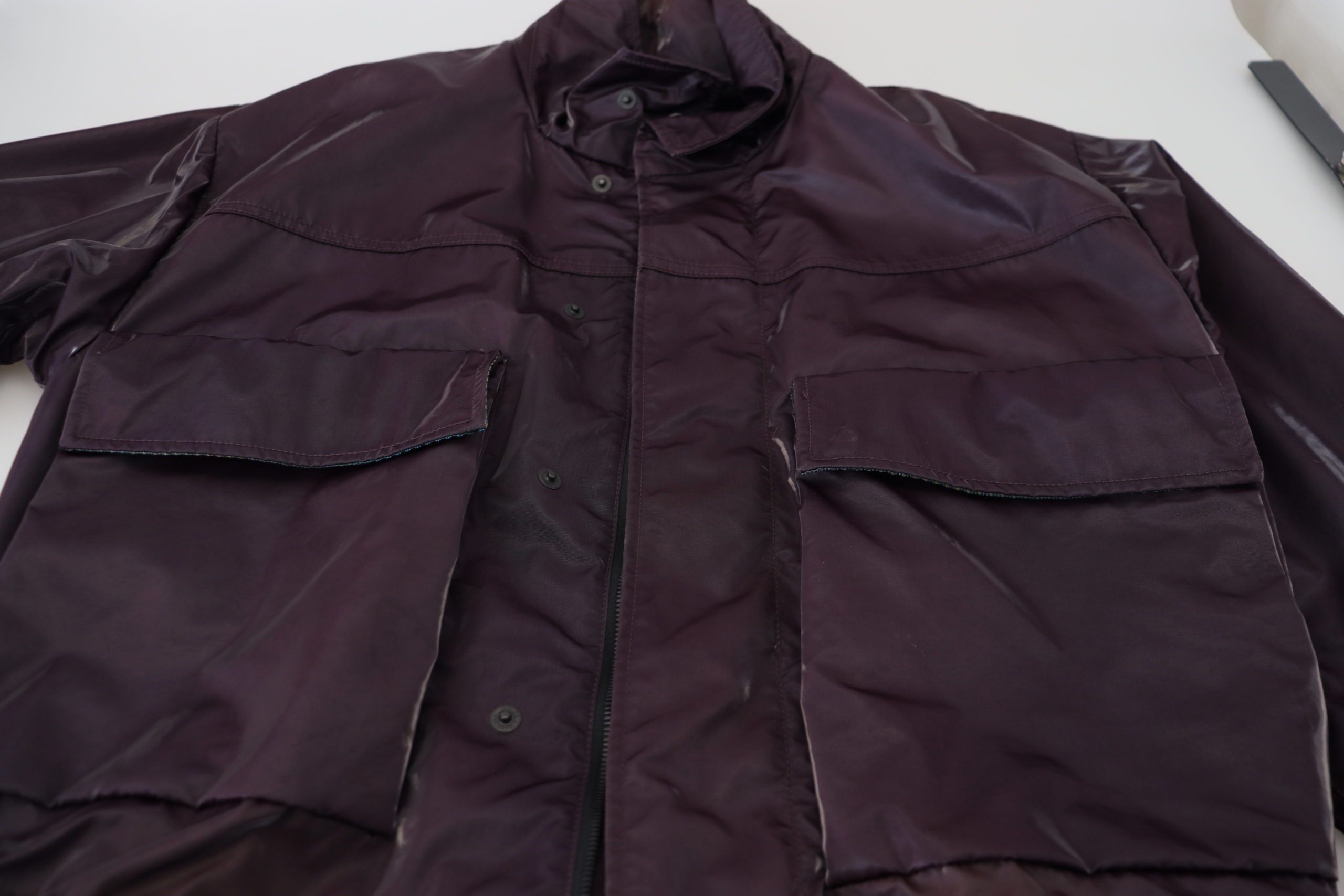 Dolce & Gabbana Purple Nylon Collared Biker Coat Jacket - Whispers Of Wisdom Clothing