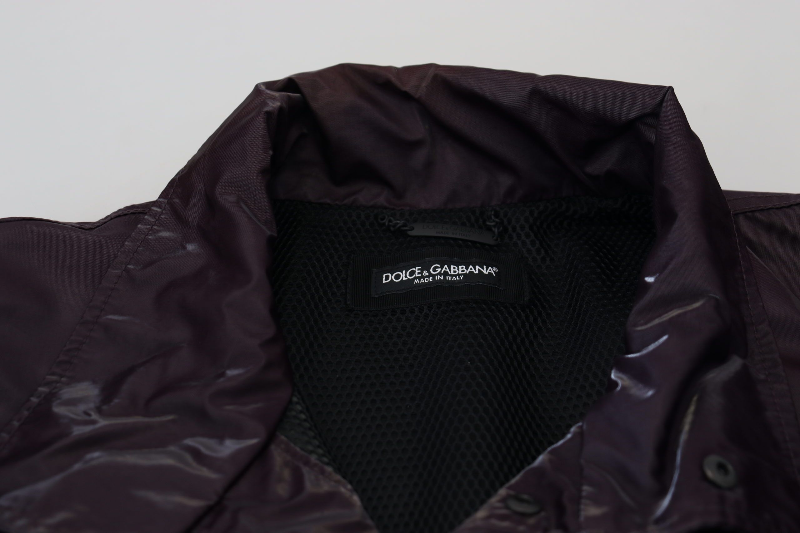 Dolce & Gabbana Purple Nylon Collared Biker Coat Jacket - Whispers Of Wisdom Clothing