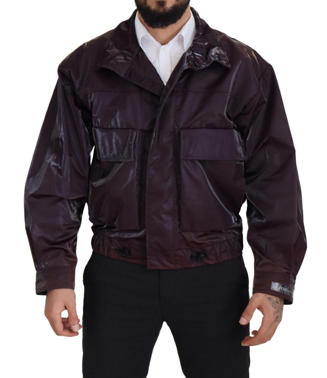 Dolce & Gabbana Purple Nylon Collared Biker Coat Jacket - Whispers Of Wisdom Clothing