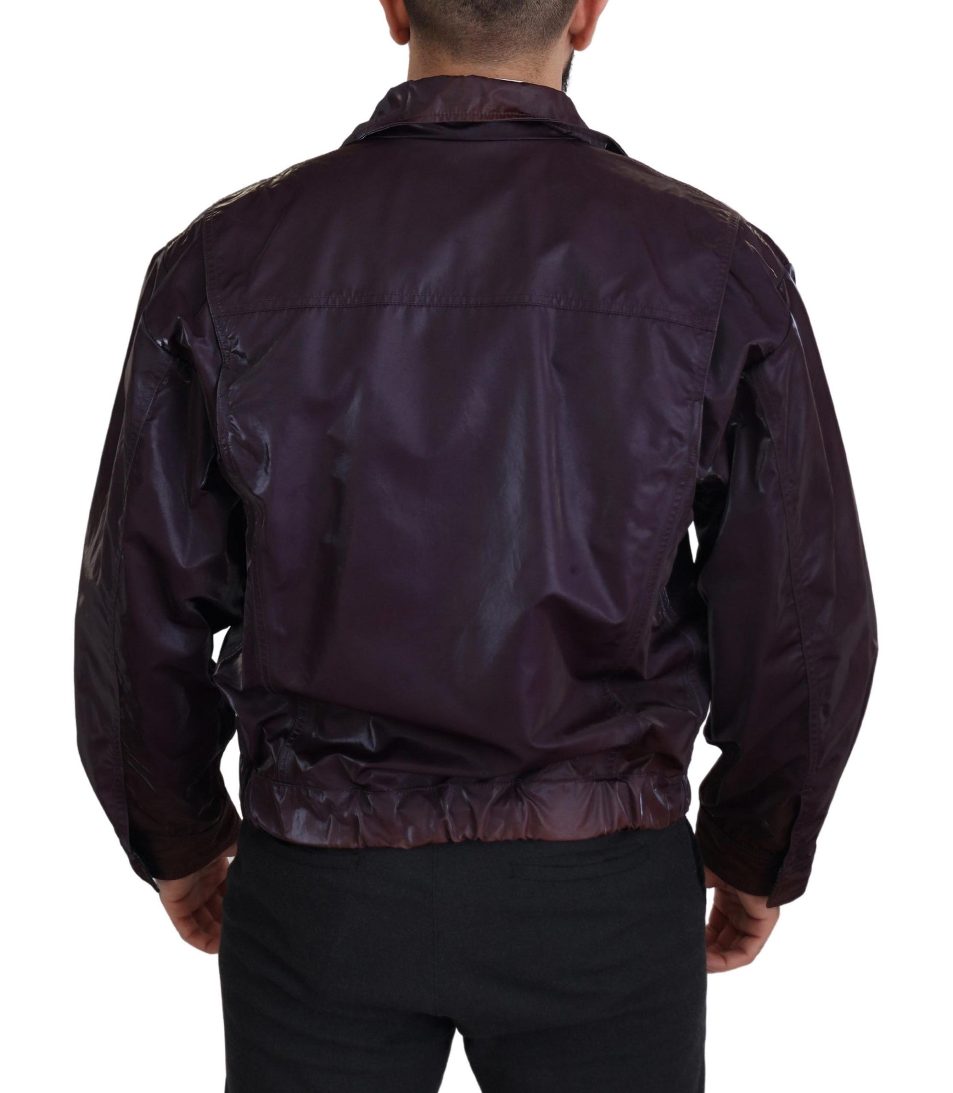 Dolce & Gabbana Purple Nylon Collared Biker Coat Jacket - Whispers Of Wisdom Clothing