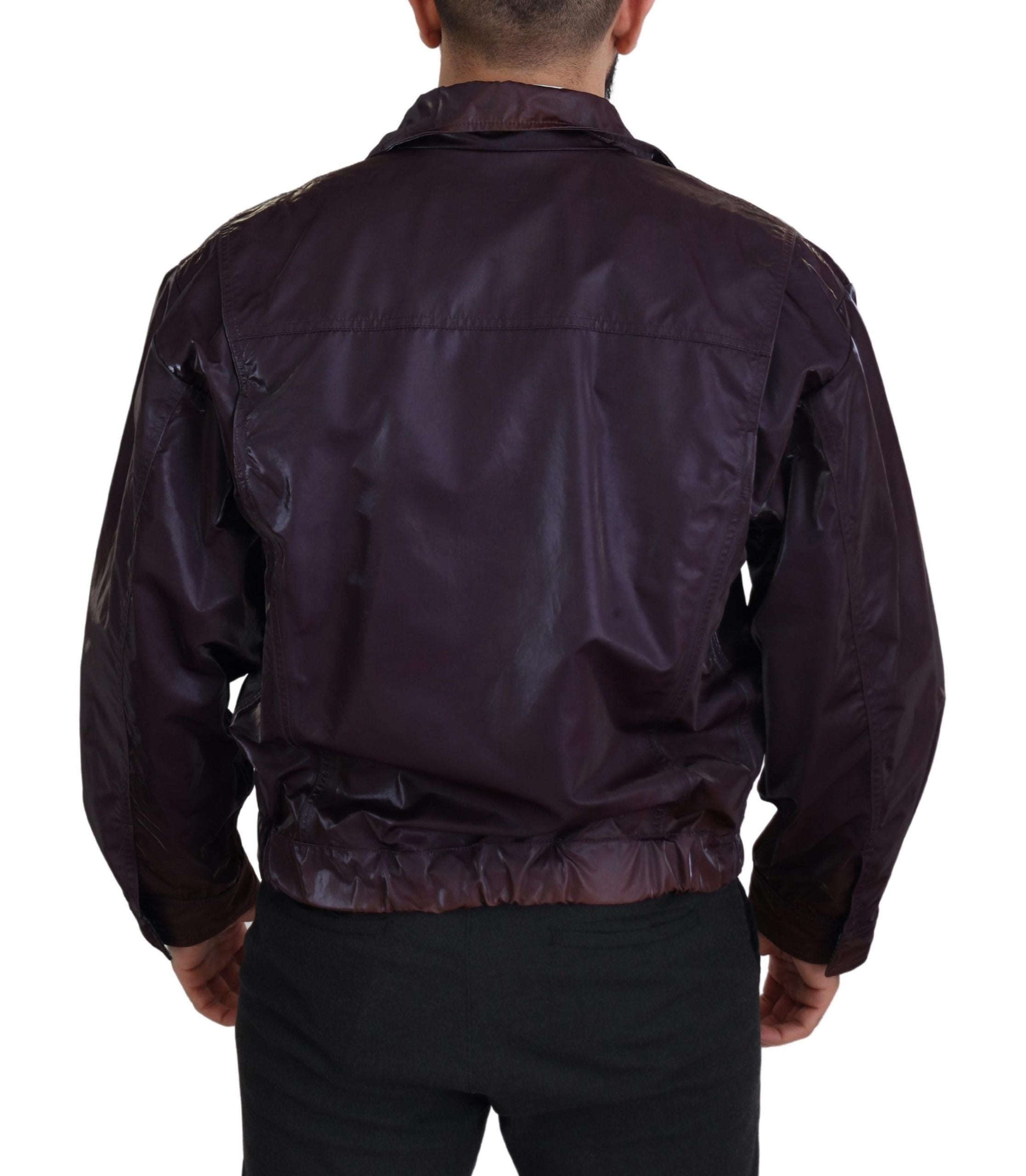 Dolce & Gabbana Purple Nylon Collared Biker Coat Jacket - Whispers Of Wisdom Clothing