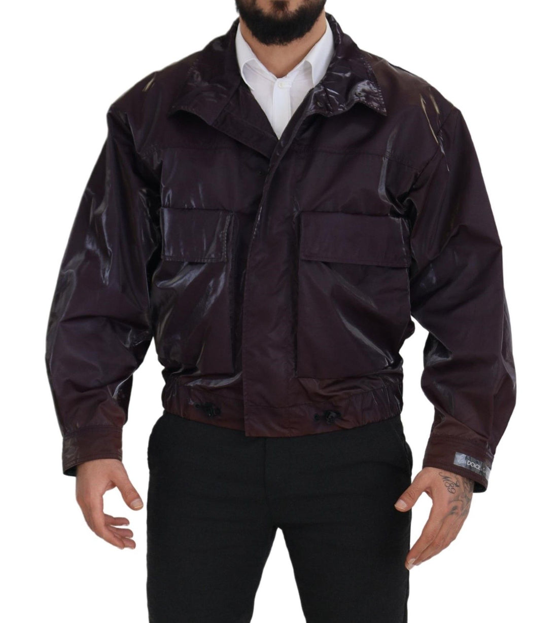 Dolce & Gabbana Purple Nylon Collared Biker Coat Jacket - Whispers Of Wisdom Clothing