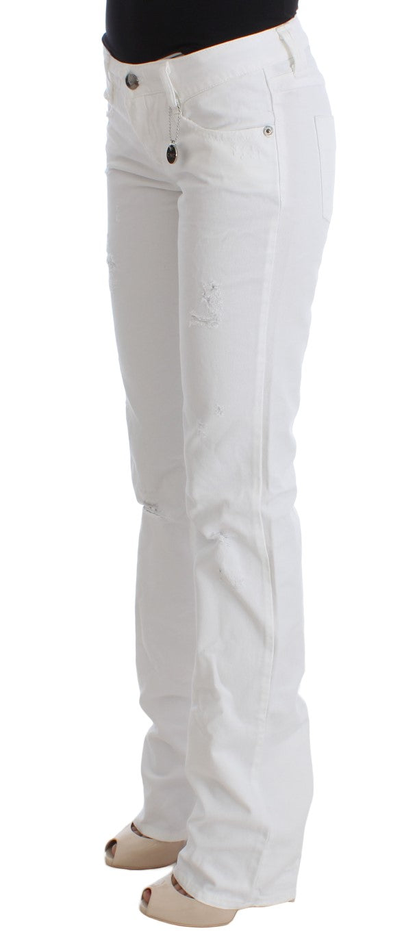 Costume National White Cotton Slim Fit Denim Bootcut Jeans - Whispers Of Wisdom Clothing