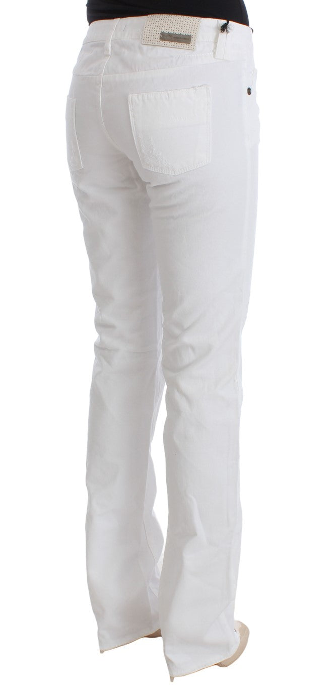 Costume National White Cotton Slim Fit Denim Bootcut Jeans - Whispers Of Wisdom Clothing