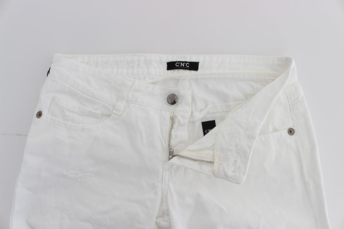 Costume National White Cotton Slim Fit Denim Bootcut Jeans - Whispers Of Wisdom Clothing