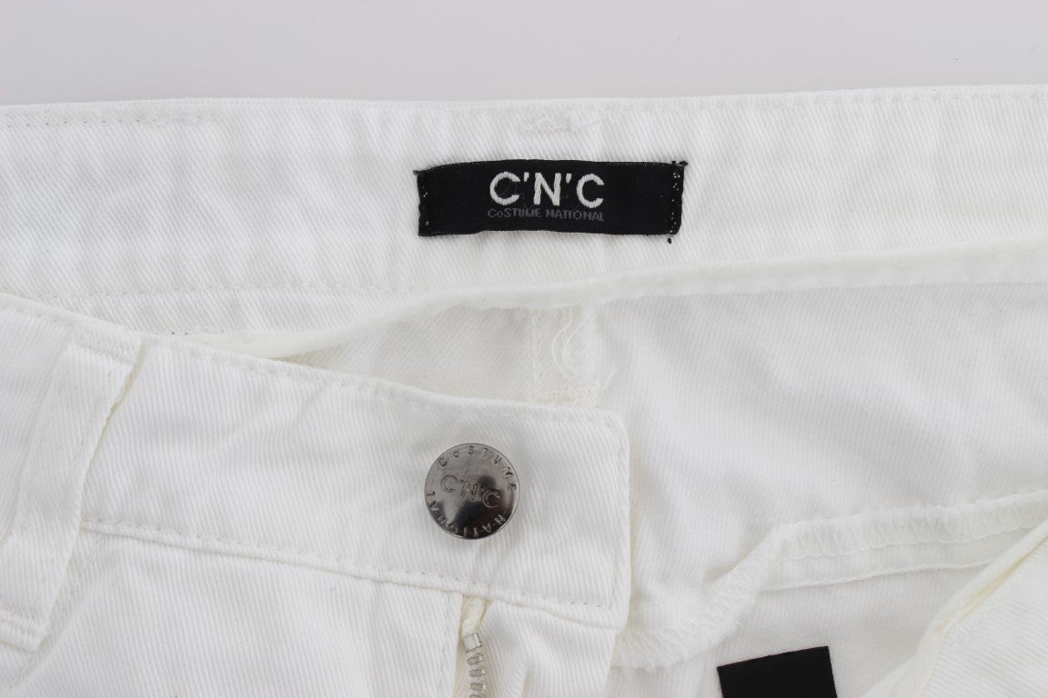 Costume National White Cotton Slim Fit Denim Bootcut Jeans - Whispers Of Wisdom Clothing