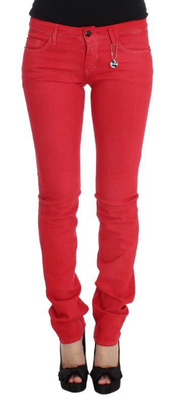 Costume National Red Cotton Blend Super Slim Fit Jeans - Whispers Of Wisdom Clothing