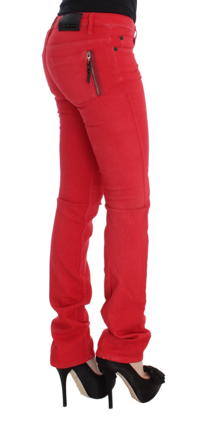 Costume National Red Cotton Blend Super Slim Fit Jeans - Whispers Of Wisdom Clothing